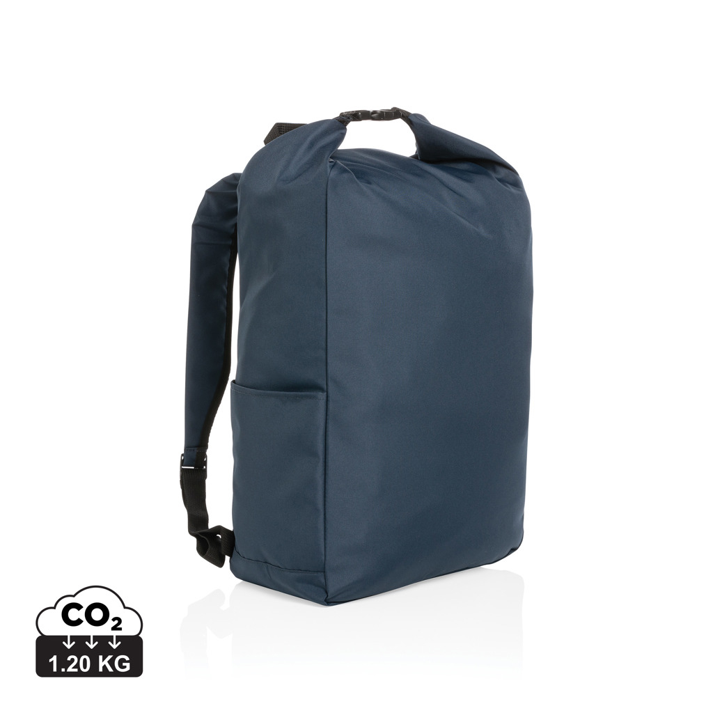 Sac rolltop publicitaire en rPET Impact Bleu marine
